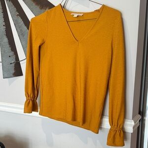 Michael Kors Mustard Long Sleeve V-Neck Top